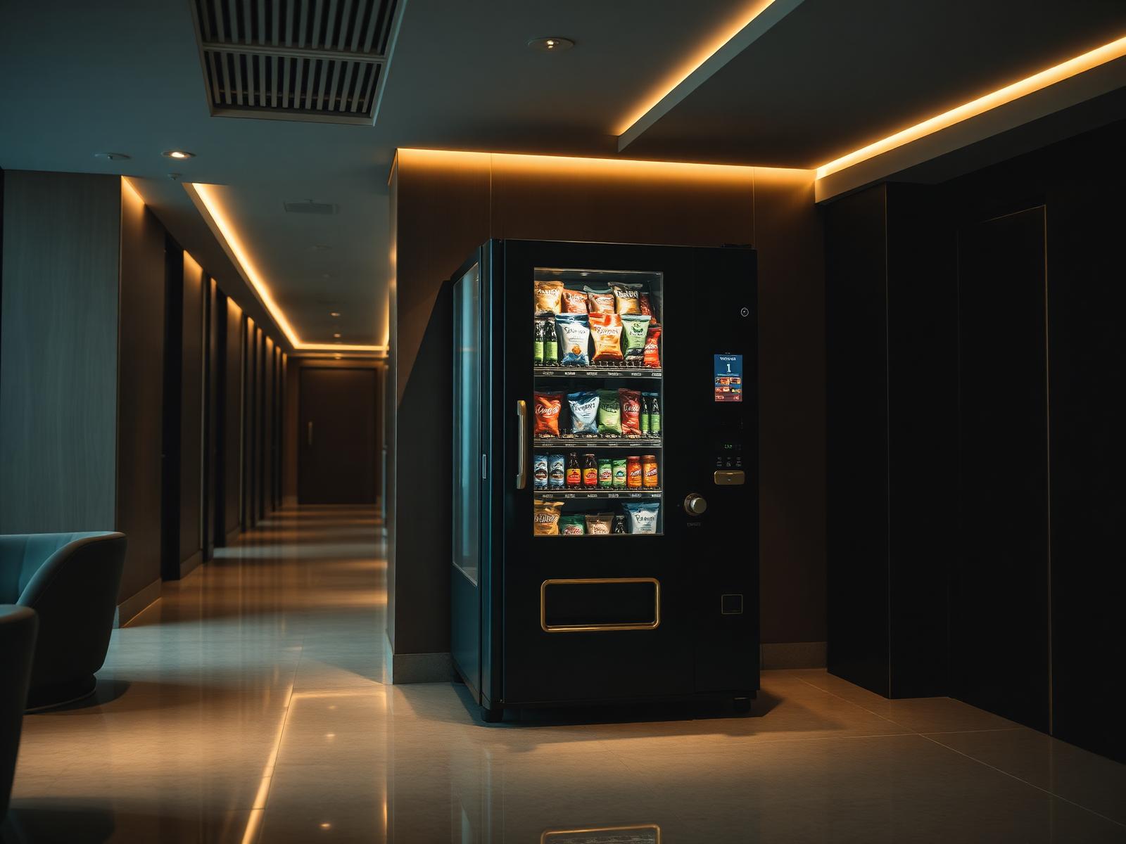 Premium FlavorzVault vending machine in a modern lobby